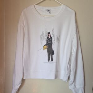 DKNY White Sweatshirt with City Graphic